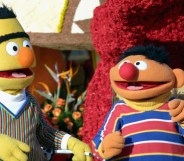 Sesame Street characters Bert and Ernie, who are said by many to be gay, ride the "Music Makes us Family" float in the 116th Tournament Of Roses Parade on January 1, 2005