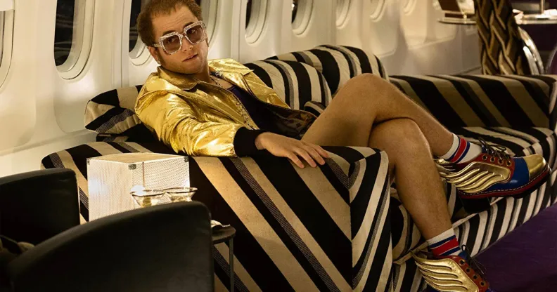 Taron Egerton acting as Sir Elton John in biopic Rocketman.