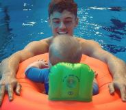 Tom Daley and Dustin Lance Black take son for first swim