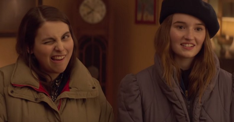 Kaitlyn Dever as lesbian student Amy and Beanie Feldstein as Molly in Booksmart.