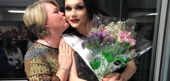 Trans teen Charlie Baum with her mother on the night she became homecoming queen