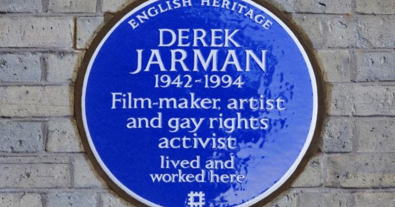 The blue plaque remembering Derek Jarman on the 25th anniversary of his death from HIV.