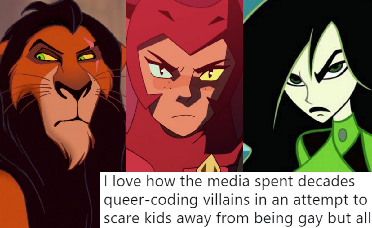 Animated characters Scar, Catra and Shego, all of whom have been the targets of queer-coding.