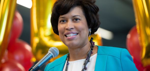 Mayor Muriel Bowser of Washington, DC, speaks prior to signing the "Let Our Vows Endure Emergency Act of 2019," or "LOVE Act," which gives the mayor the authority to issue marriage licenses during the partial federal government shutdown in January, 2019