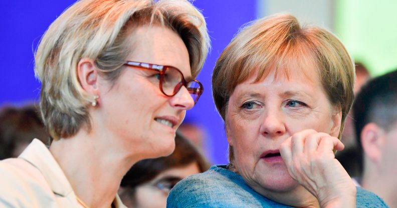 German Minister for Education Anja Karliczek with German Chancellor Angela Merkel