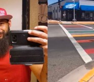 Anthony Morgan was arrested on suspicion of vandalising the Albuquerque rainbow crossing