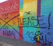 BeVisible Pride Wall in Houston, Texas with graffiti
