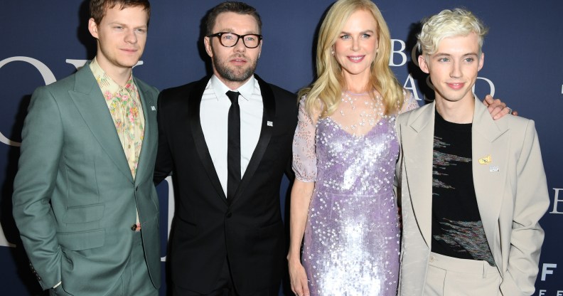 Lucas Hedges, Joel Edgerton, Nicole Kidman, and Troye Sivan attend the premiere of "Boy Erased". (Jon Kopaloff/Getty Images)