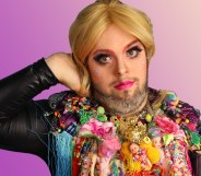 Drag queen Horrora Shebang gets into make-up (PinkNews)