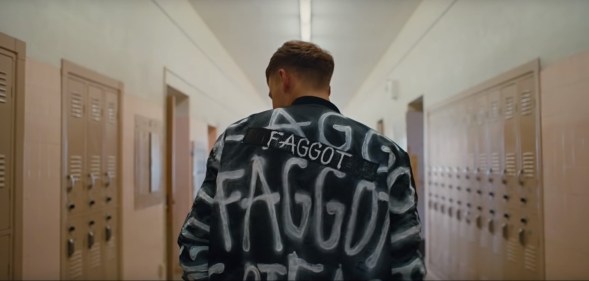 Gay actor Tommy Dorfman wears the jacket in a Diesel ad campaign