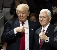 CINCINNATI, OH - DECEMBER 01: President-elect Donald Trump and Vice President-elect Mike Pence stand onstage together at U.S. Bank Arena on December 1, 2016 in Cincinnati, Ohio. Trump took time off from selecting the cabinet for his incoming administration to celebrate his victory in the general election. (Photo by Ty Wright/Getty Images)