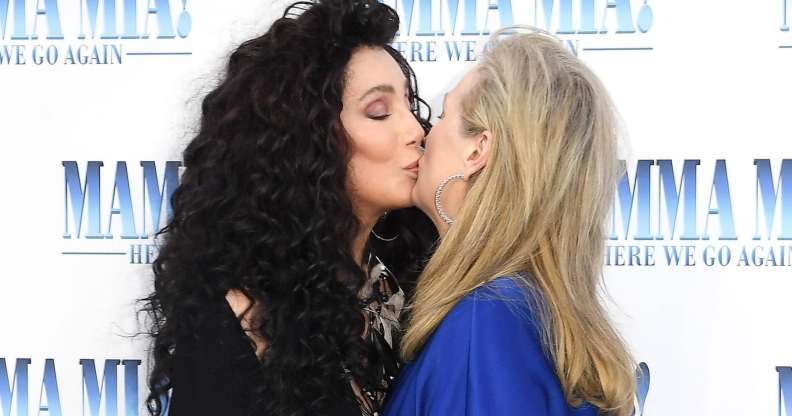 Cher and Meryl Streep at the "Mamma Mia! Here We Go Again" world premiere at the Eventim Apollo, Hammersmith on July 16, 2018 in London, England. (Stuart C. Wilson/Getty for Universal Pictures)