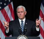 TOPSHOT - US Vice President Mike Pence speaks about the creation of a new branch of the military, Space Force, at the Pentagon in Washington, DC, on August 9, 2018. (Photo by SAUL LOEB / AFP) (Photo credit should read SAUL LOEB/AFP/Getty Images)