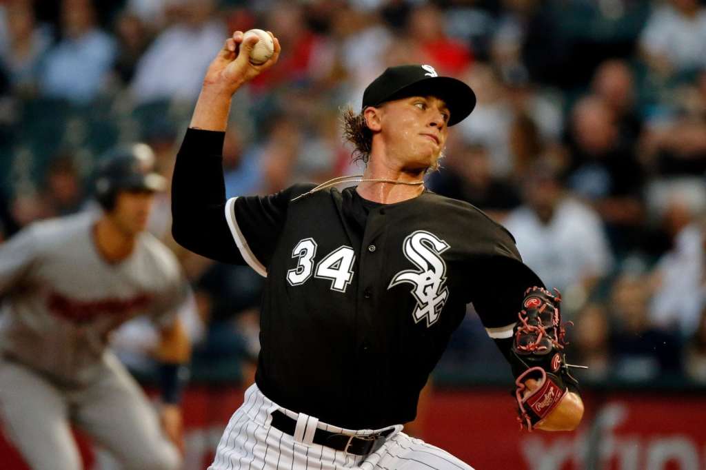 CHICAGO, IL - AUGUST 21: Michael Kopech #34 of the Chicago White Sox pitches against the Minnesota Twins during the first inning in his MLB debut game at Guaranteed Rate Field on August 21, 2018 in Chicago, Illinois. (Photo by Jon Durr/Getty Images)