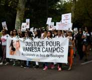 People take part in a march at the Bois de Boulogne in Paris, on August 24, 2018, in tribute to Vanesa Campos, a 36 year-old transsexual sex worker who was killed the week before. (Photo by Lionel BONAVENTURE / AFP) (Photo credit should read LIONEL BONAVENTURE/AFP/Getty Images)