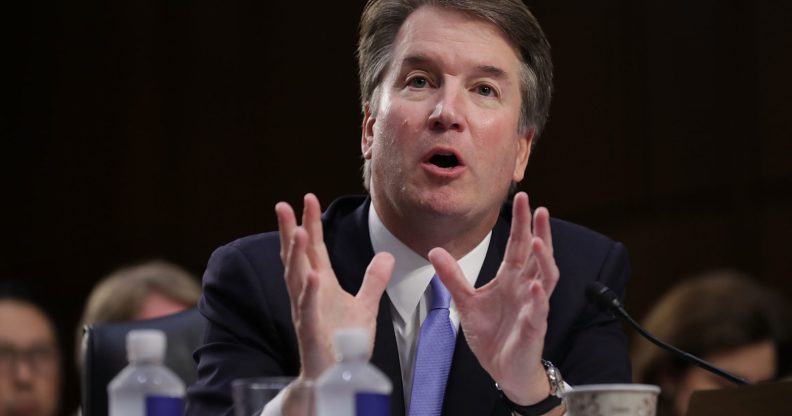WASHINGTON, DC - SEPTEMBER 06: Supreme Court nominee Judge Brett Kavanaugh testifies before the Senate Judiciary Committee on the third day of his Supreme Court confirmation hearing on Capitol Hill September 6, 2018 in Washington, DC. Kavanaugh was nominated by President Donald Trump to fill the vacancy on the court left by retiring Associate Justice Anthony Kennedy. (Photo by Chip Somodevilla/Getty Images)