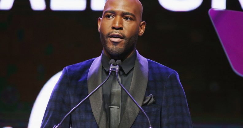 Karamo Brown speaks onstage at the Equality California 2018 Los Angeles Equality Awards.