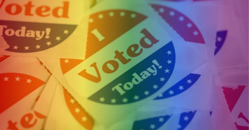 A sticker marks the 2018 midterm elections