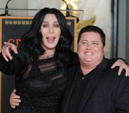 Cher poses with her son Chaz Bono in 2010