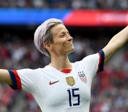 Megan Rapinoe celebrates goal against France in Women's World Cup