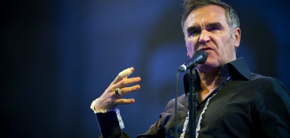 GLASTONBURY, ENGLAND - JUNE 24: Morrissey performs live on the pyramid stage during the Glastonbury Festival at Worthy Farm, Pilton on June 24, 2011 in Glastonbury, England. The festival, which started in 1970 has grown into Europe's largest music festival attracting more than 175,000 people over five days (Photo by Ian Gavan/Getty Images)