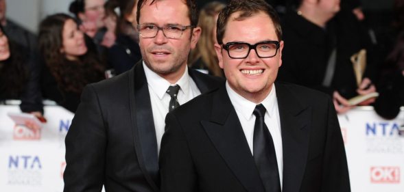LONDON, ENGLAND - JANUARY 25: Alan Carr (R) attends the National Television Awards 2012 at the 02 Arena on January 25, 2012 in London, England. (Photo by Ian Gavan/Getty Images)