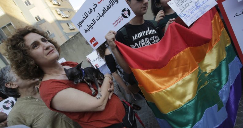 Lebanese LGBT people rally in Beirut in 2013