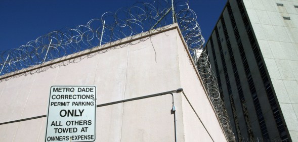 An exterior of Metro Dade Corrections is shown January 22, 2003 in Miami, Florida, where Fior Pichardo De Veloz was jailed in a cell with 40 other male inmates.