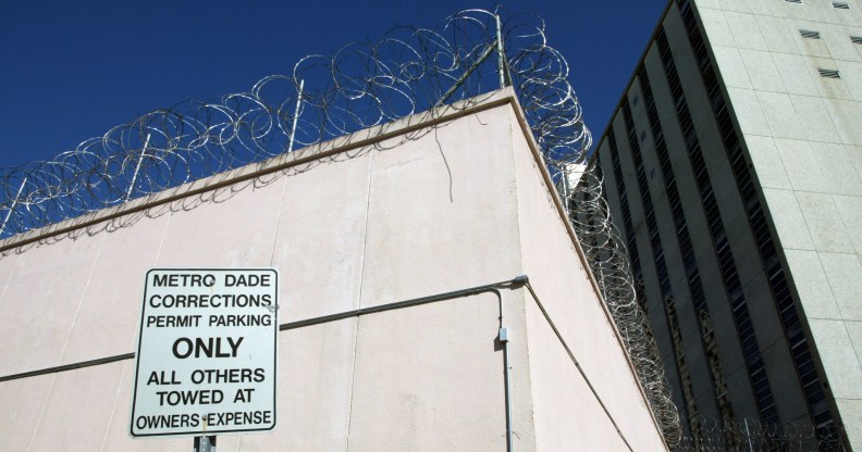 An exterior of Metro Dade Corrections is shown January 22, 2003 in Miami, Florida, where Fior Pichardo De Veloz was jailed in a cell with 40 other male inmates.