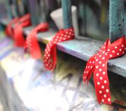 Red ribbons, a symbol of solidarity for people living with HIV/AIDS