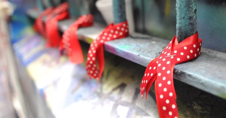 Red ribbons, a symbol of solidarity for people living with HIV/AIDS