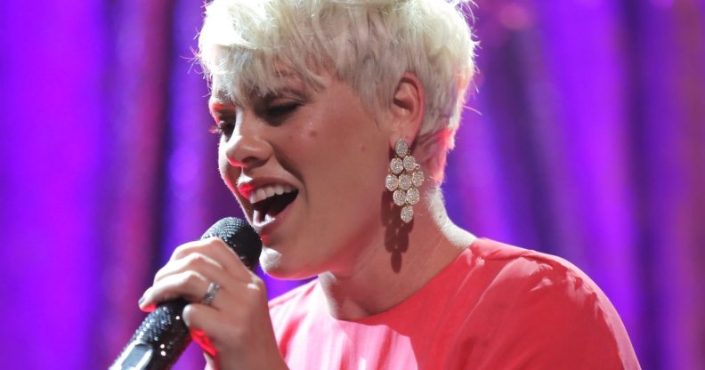 BEVERLY HILLS, CA - MAY 12: Honoree P!nk performs onstage during the 63rd Annual BMI Pop Awards held at the Regent Beverly Wilshire Hotel on May 12, 2015 in Beverly Hills, California. (Photo by Chelsea Lauren/Getty Images for BMI)