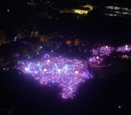 Picture from a light display from the Pink Dot festival, Singapore'annual celebration of LGBT+ rights such as that of the gay man who won a child adoption case.