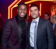 HOLLYWOOD, CA - DECEMBER 14: Actors John Boyega (L) and Oscar Isaac attend the after party for the World Premiere of ?Star Wars: The Force Awakens? on Hollywood Blvd on December 14, 2015 in Hollywood, California. (Photo by Alberto E. Rodriguez/Getty Images for Disney)