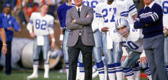 Jeff Rohrer, wearing the n. 50 jersey, watches his Dallas Cowboy teammates play in 1988.