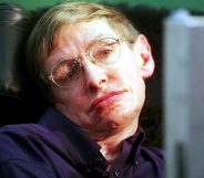 BOMBAY, INDIA: World-renowned physicist Stephen Hawking answers questions with the help of a voice synthesiser during a press conference at the Tata Institute of Fundamental Research (TIFR) in Bombay, 06 January 2001. Hawking, along with over 300 physicists from across the world, will be attending a conference in String Theory called "String 2001". (FILM) AFP PHOTO (Photo credit should read STR/AFP/Getty Images)