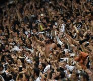 Fans of Brazil's Atletico Mineiro cheer for their team during their 2016 Libertadores Cup match against Argentina's Racing at the Independencia Stadium in Belo Horizonte, Brazil on May 4, 2016. / AFP / DOUGLAS MAGNO (Photo credit should read DOUGLAS MAGNO/AFP/Getty Images)