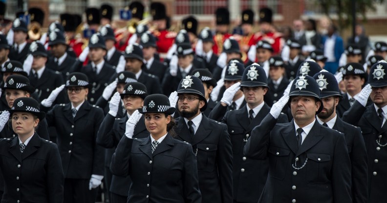 Met Police recruits take part in a parade at the end of their training