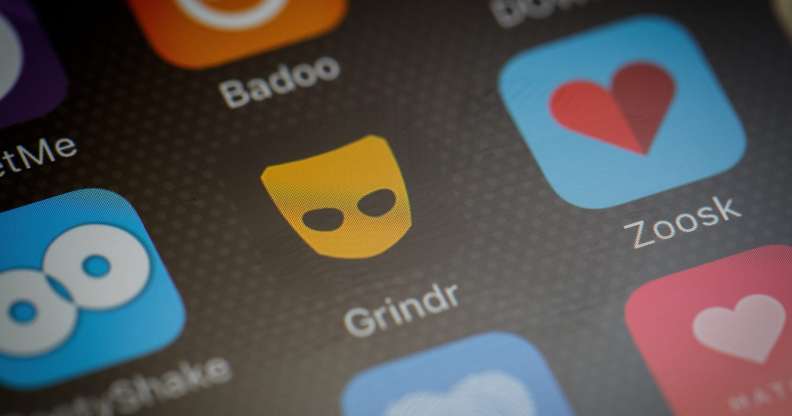 Grindr crime: The logo for gay hook-up app Grindr