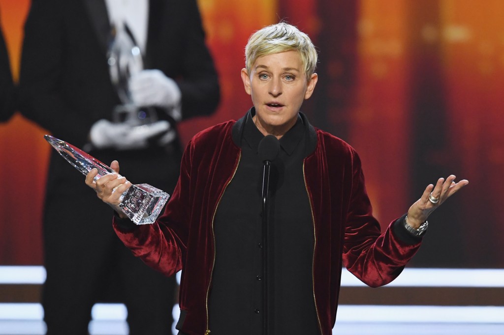 LOS ANGELES, CA - JANUARY 18: Actress/TV host Ellen DeGeneres accepts Favorite Animated Movie Voice for 'Finding Dory' onstage during the People's Choice Awards 2017 at Microsoft Theater on January 18, 2017 in Los Angeles, California. (Photo by Kevin Winter/Getty Images)