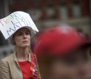 PHILADELPHIA, PA - FEBRUARY 25: Protestors demonstrate during a rally against the transgender bathroom rights repeal at Thomas Paine Plaza February 25, 2017 in Philadelphia, Pennsylvania. Rallies are also being held across the country in support of the Affordable Health Care Act. (Photo by Mark Makela/Getty Images)
