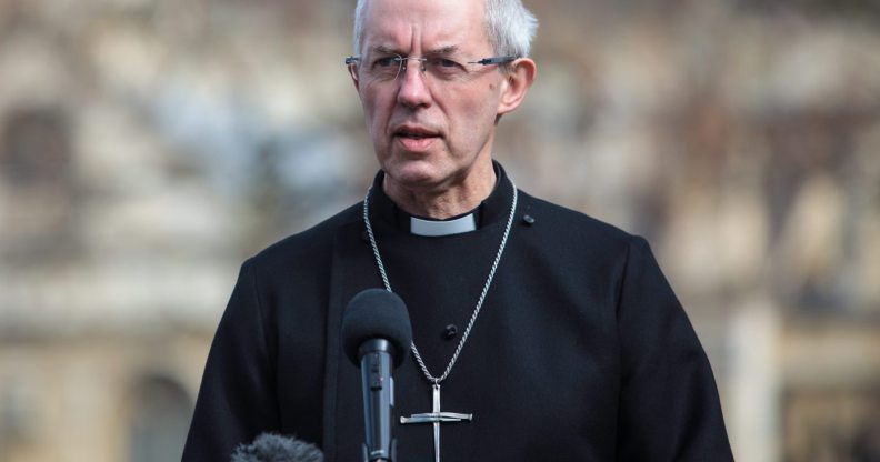 LONDON, ENGLAND - MARCH 24: Archbishop of Canterbury, the Most Rev Justin Welby speaks at a vigil outside Westminster Abbey on March 24, 2017 in London, England. Faith leaders came together for a vigil and held a one minute silence today following the terror attack on Westminster this week in which five people, including the assailant, were killed. (Photo by Jack Taylor/Getty Images)