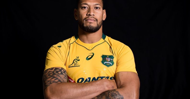 SYDNEY, NEW SOUTH WALES - MAY 15: Israel Folau poses during an Australian Wallabies headshots session at Fox Sports on May 15, 2017 in Sydney, Australia. (Photo by Mark Kolbe/Getty Images)