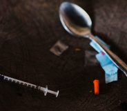 A needle, spoon, and narcotics bag are seen near a heroin encampment in the Kensington neighborhood of Philadelphia, Pennsylvania, on April 10, 2017. In North Philadelphia, railroad gulch as it is knowen, is ground zero in Philadelphia?s opioid epidemic. Known by locals as El Campanento, the open air drug market and heroin encampment is built with the discarded materials from the gulch and populated by addicts seeking a hit of heroin to keep their dope sick, or withdrawal symptoms, at bay. In one area, near the 2nd Avenue overpass, empty syringe wrappers blanket the refuse like grass the used needles they once contained poking through like thistles. According to the city Health Commission, Philadelphia is on track to see 33 percent more drug overdose deaths in 2017 over last year. / AFP PHOTO / DOMINICK REUTER (Photo credit should read DOMINICK REUTER/AFP/Getty Images)