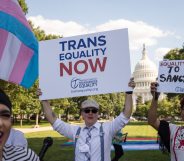 WASHINGTON, DC - JUNE 09: Members of the transgender community and their supporters rally for transgender equality on Capitol Hill, June 9, 2017 in Washington, DC. The Capital Pride Parade and the Equality March for Unity and Pride are both scheduled to take place in Washington this weekend. (Photo by Drew Angerer/Getty Images)