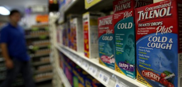 Cold medicine on a shelf