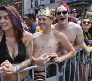 People celebrate the 48th annual Gay and Lesbian Pride Parade on June 25, 2017 in Chicago, Illinois. / AFP PHOTO / Kamil Krzaczynski (Photo credit should read KAMIL KRZACZYNSKI/AFP/Getty Images)