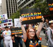 SAN FRANCISCO, CA - JUNE 25: A contingent from the Brady Campaign to Prevent Gun Violence participates in the annual LGBTQI Pride Parade on Sunday, June 25, 2017 in San Francisco, California. The LGBT community descended on Market Street for the 47th annual Pride Parade. (Photo by Elijah Nouvelage/Getty Images)