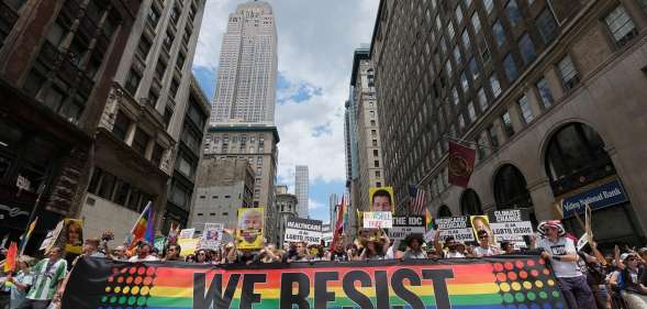 NEW YORK, NY - JUNE 25: A general view during the New York City Gay Pride 2017 march on June 25, 2017 in New York City. (Photo by Dimitrios Kambouris/Getty Images)