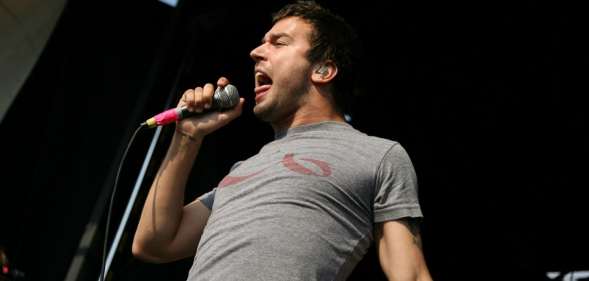 CAMDEN, NJ - JULY 25: Singer Max Bemis of Say Anything performs at the Vans Warped Tour on July 25, 2008 in Camden, New Jersey. (Photo by Bryan Bedder/Getty Images)